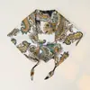Bufanda Triángulo Trenzada de Nuevo Estilo Primavera y Otoño con Textura de Satín, Bufanda de Seda Estilo Pintura al Óleo con Estampado de Cachemira para Mujer, Bufanda de Cuello de Seda Imitación