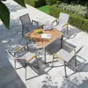 Mesa de Centro y Sillas de Té con Leche Patio Abierto al Aire Libre Jardín de Villa Balcón Mesa y Sillas de Madera Material Teslin Mesa de Comedor Camping