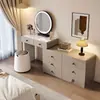 Penteadeira de Madeira Maciça Estilo Francês e Armário de Armazenamento Integrado com Gavetas, Mesa de Canto Moderna para Quarto Principal Simples Novo Estilo Chinês