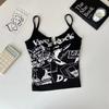 Nuevo estilo estilo puro deseo camisola corta gris estampada con letras para mujer ajustada ropa interior ropa exterior chica hot pecho envuelto mujer