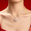 Bolso Nuevo Estilo Chino Antiguo Relieve Flor de Loto Borla Cerradura Hueca Tendencia Nacional Collar Cadena Versátil Artística Clavícula Regalo para Novia
