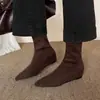 Botas Elásticas para Mujer que Aumentan la Altura, Botas Ajustadas, Nuevas Botas Elásticas de Tobillo Estilo Coreano para Otoño-Invierno, Puntiagudas, de Tacón Medio, que Envuelven la Pierna, Talla 42 para Mujer