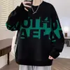 Moletom masculino da moda para primavera e outono, com estampa, mangas compridas, gola redonda, oversized e versátil para homens e mulheres