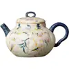 Porcelana Azul e Branca Pintada à Mão com Pedra de Fogo Vermelha e Flores Roxas de Glicínia, Coleção de Conjunto de Chá para Uso Doméstico, Bule, Gaiwan, Xícara de Chá, Xícara de Mestre
