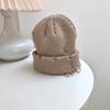 Gorro de lana con aros para mujer, estilo hip hop, de otoño e invierno, con borde perforado y piel de melón, tejido a mano, para hombre y mujer.