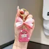 Llavero de minibolso con diamantes estilo coreano, colgante de diamante de arcilla con lazo de moda, accesorio de bolso para mujer al por mayor