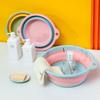 Lavabo Plegable de Color Contrastante Hogareño de Plástico Espeso para Lavar Ropa Lavabo de Viaje en Coche Cesta Portátil para Lavar Verduras
