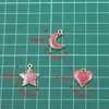 Polvo de Cebolleta DIY Joyería de Aleación Accesorios Pequeños Dorado KC Esmalte Goteo de Aceite Encanto Corazón de Amor Estrella de Cinco Puntas Luna Colgante con Brillo
