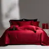 Juego de ropa de cama nupcial rojo de estilo moderno simple, juego de textiles para el hogar de cuatro piezas de algodón puro Awati de fibra larga