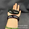 Fuente de Suministro para Transmisiones en Vivo Emocionales: Pulsera de Cuarcita Negra con Luz Verde Translúcida, Pulsera Negra Simple y Elegante, Dropshipping