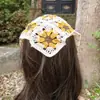 Diadema de Punto Transfronterizo para Primavera y Verano Pañuelo Dulce de Flores Florales Bufanda Triangular Literaria Pastoral Diadema de Dopamina