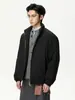 Mtlclothes Ropa para Hombre Corta Estilo Minimalista Color Sólido Cuello Alto A prueba de Frío Dobladillo con Cordón Cremallera Cárdigan Chaqueta de Plumas