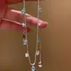 Colar de Prata Esterlina S925 Luxo Leve Zircônia Paraíba Geométrico Gota d'Água Corrente de Clavícula Simples Tendência Moda Alto Senso