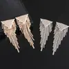 Pendientes de plata con aguja estilo europeo y americano con diamantes y circonitas, pendientes de borla triangular, únicos y de moda, pendientes versátiles y exquisitos para mujer