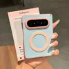 Capa Magnética Color-Blocking Azul Claro Adequada para Celular Dobrável Huawei Pura X Max Edição de Colecionador, Design Simples Anti-Queda de Alto Padrão