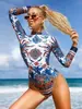Amazon Transfronterizo Bikini Sexy de una Pieza de Manga Larga Traje de Baño Europeo y Americano de Playa Más Vendido Nuevo
