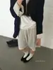 Otoño 2026 Nuevo Pantalón Corto Capris de Punto Recto Casual de Pierna Ancha con Rayas, Cintura Elástica con Cordón, Shorts de Temperamento Holgados
