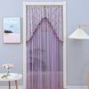 Bordado estilo coreano Cortina de gasa con cuentas colgantes nórdicas Cortina de puerta sin perforaciones Bordado con hilo dorado Atmósfera Cortina semicircular Encaje