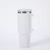 Copo de Carro 40oz em Estoque Transfronteiriço com Detalhes de Strass, Copo Térmico com Alça e Canudo, Copo de Gelo Grande Capacidade para Carro