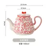 Taza y Platillo de Café Estilo Retro Cerámica para el Hogar Taza de Latte de Aspecto Elegante Estilo Ins Taza y Plato de Té de la Tarde Pintados a Mano Vajilla
