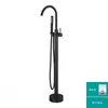 Grifo de Bañera de Pie Transfronterizo Acabado Oro Cepillado, Grifo de Borde de Bañera Completamente de Cobre, Grifo de Ducha de Agua Fría y Caliente para Baño de Pie