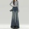 Jeans Retro Azules Elásticos Micro-Campana para Mujer 2026 Tendencia Versátil Nuevos de Otoño Cintura Alta Petites Pantalones de Piso