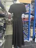 Talla Extra Estilo Hepburn Francés Diseño Adelgazante Lado con Lazo Vestido Negro Verano Estilo Socialité de Alta Gama Vestido Largo