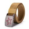 Cinturón de Lona para Hombre Hebilla Automática Casual Versátil Moda Cinturón Forrado Engrosado Nylon Traje de Trabajo Entrenamiento Militar Cinturón de Moda