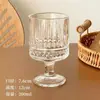 Copo de Vidro de Alto Valor com Listras Verticais, Taça Alta para Uso Doméstico, Adequado para Bebidas, Suco, Água, Café e Vinho com Senso de Design