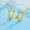 Novedad Aretes de Clip para Oreja con Letra X de Diamante Brillante Aretes de Cruz