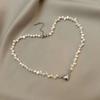 Collar de perlas de agua dulce de imitación de estilo barroco, cadena de clavícula, estilo coreano, hebilla de imán de amor, collar de nicho con personalidad, estilo moderno