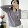 Ropa de abrigo Primavera y Otoño Delgado Retro Versátil Estilo Perezoso Cardigan de Punto Cuello en V Delgado Cardigan para Mujer Lana Fina