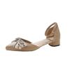 Sandalias de Dedo para Mujer Verano 2025 Nuevo Puntiagudas Tacón Grueso Lazo de Pedrería Estilo Hada Zapatos Franceses de Tacón Alto