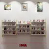 Loja de sapatos sapateira expositor estante vitrine de casamento prateleira multicamadas loja de roupas femininas porta-bolsas madeira maciça montado na parede