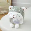 Gorro Protector de Oídos para Niños Estilo Coreano Lindo Dibujo Animado Pequeño Dinosaurio Gorro de Punto Grueso Forrado de Polar Cálido para Niños