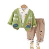Traje de otoño para bebé niño cárdigan abrigo oso 2024 nuevo ropa infantil de 1-2-3 años baby boom conjunto de tres piezas