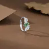 Anillo de Oreja de Trigo Completo de Diamante de Plata S925 Jade Natural para Mujer Nuevo Estilo Chino Anillo Ajustable para Mujer Moda Anillo de Tendencia Nacional