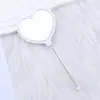 Espejo de Mano con Forma de Corazón para Maquillaje, Espejo de Tocador Portátil de una Cara con Cuentas Creativas DIY, Espejo de Maquillaje de Plástico con Forma de Corazón en Stock