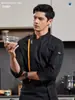 Ropa de Trabajo de Chef para Hombre, Ropa de Trabajo para Cocina y Catering, Ropa de Trabajo de Hotel de Manga Larga para Otoño e Invierno, Nuevo Estilo 2025, Algodón Elástico de Alta Gama con Ribete