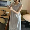 Vestido de tirantes elegante coreano de verano, femenino, sencillo, adelgazante, para ir al trabajo, juvenil, versátil, con volantes, de longitud media