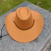 Sombrero de Vaquero Occidental de Color Sólido Transfronterizo con Correa a Prueba de Viento, Sombrero de Sol para Fotografía de Viajes en Praderas y Desiertos, Venta al por Mayor de Sombreros de Vaquero