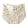 Calcinhas de algodão puro para mulheres, cintura alta, controle de barriga, alta elasticidade, não apertam, estampa floral, antibacterianas, forro estendido de algodão puro, levantam o bumbum, calcinhas estilo biquíni para mulheres