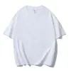 Camiseta Masculina e Feminina de Algodão Penteado Pesado Xinjiang Branca Manga Curta Estilo Americano Solta Gola Pequena Casual Top de Verão