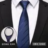 Corbata para Hombre Cremallera Azul Negocio Profesional Vestir Nudo Libre Moda Novio Boda Boda Banda de Mano Rayada Negra