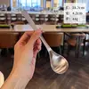 Cuchara Estilo Japonés Acero Inoxidable 304 Cuchara de Mesa Cuchara para Curry Cuchara Doméstica Cuchara Sopera de Mango Largo Cuchara para Helado Postre