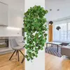 Colgante de pared de planta verde artificial Amazon transfronterizo decoración del hogar planta verde falsa pothos adorno de hoja de vid planta artificial