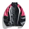 Chaqueta de Motocicleta de Cuero PU Elegante con Bloques de Color para Primavera y Otoño 2024 Cruz Roja Suministro de Comercio Transfronterizo Dropshipping