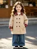 Ropa infantil transfronteriza, ropa infantil de una pieza para dropshipping, abrigo para niña, nuevo abrigo de gabardina a cuadros para otoño estilo coreano al por mayor