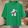 Camiseta de manga tres cuartos para comercio exterior transfronterizo, camiseta casual estampada de corte holgado para mujeres de mediana edad y mayores
