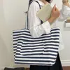 Nova Bolsa Tote com Listras, Ombro Único, Bolsa de Mão, para o Trabalho, Estilo Coreano de Nicho 2026, Uso Diário, Grande Capacidade